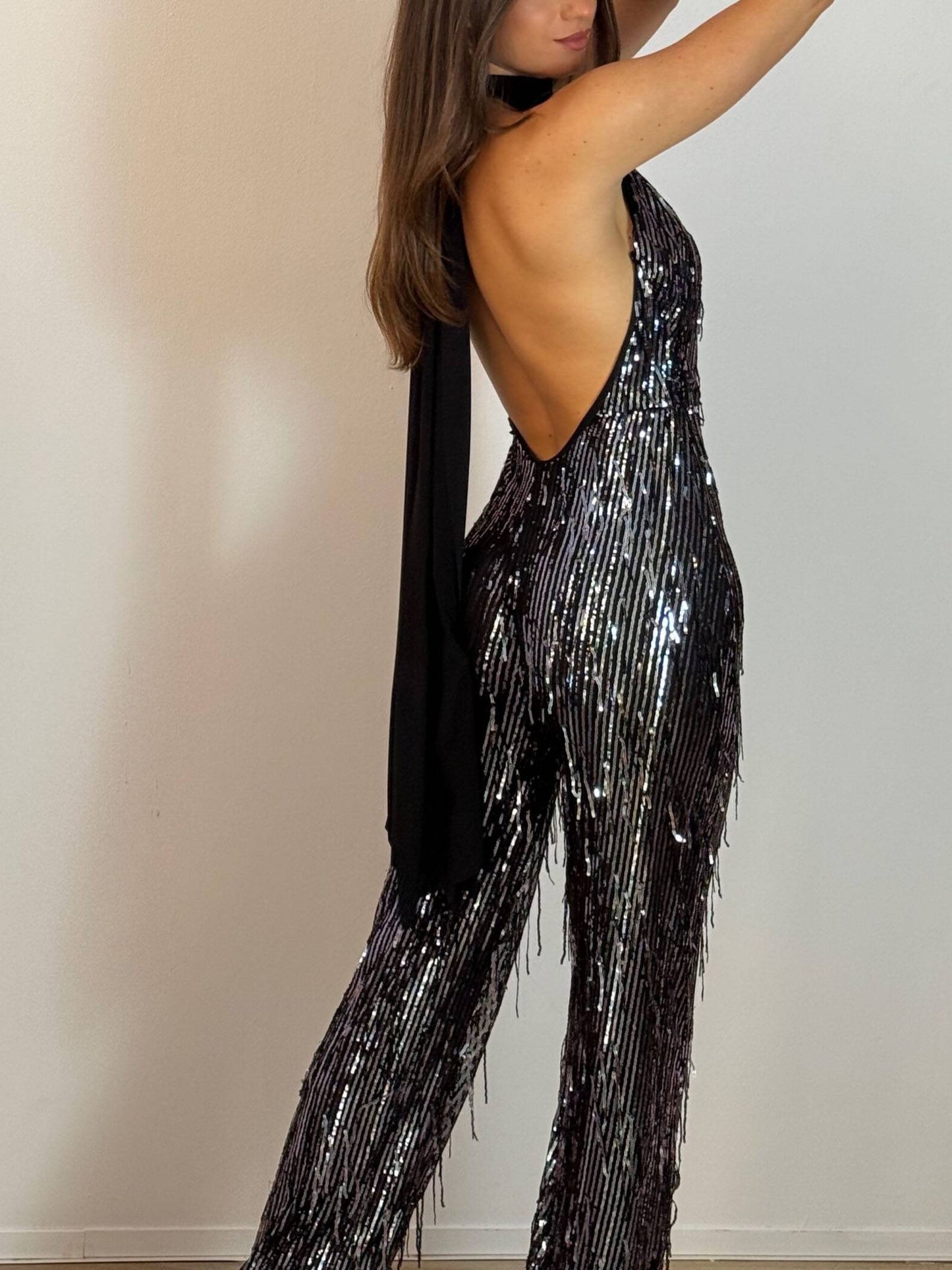 Tassel Design Backless Jumpsuit