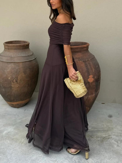 Toledo One Shoulder Mesh Maxi Dress