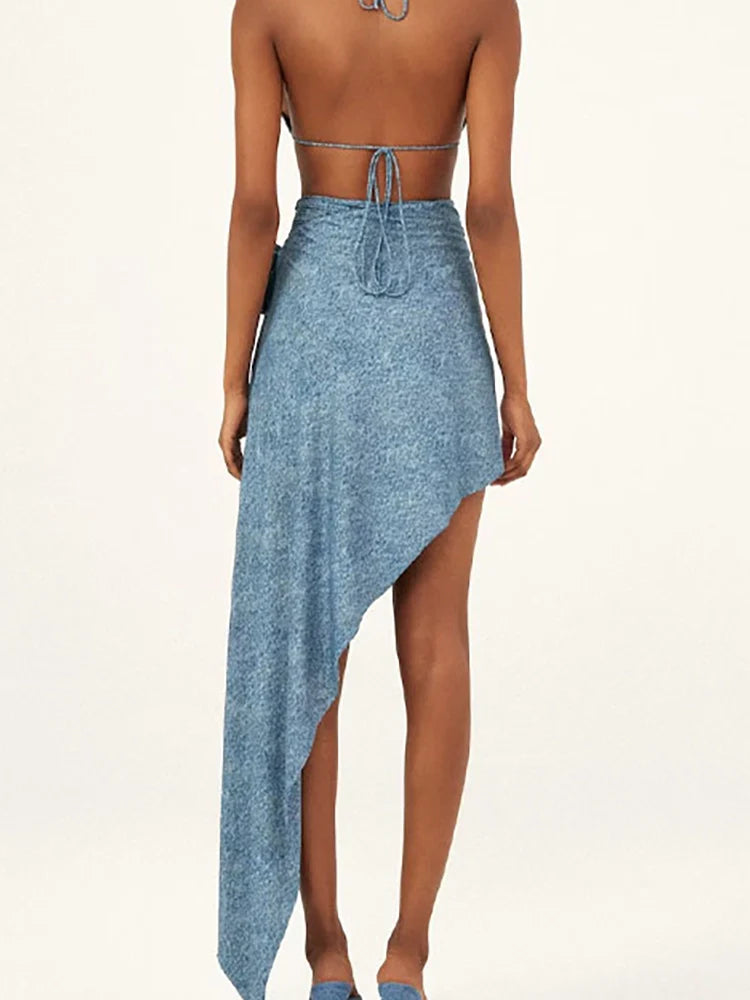 3D Floral Halter Sexy Bikini Set