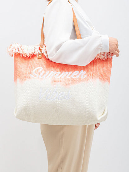 Two-Tone Embroidered Tote Bag