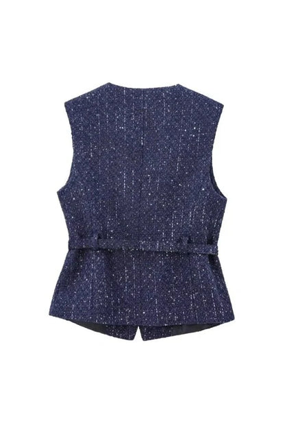 Minji Midnight Tweed Vest