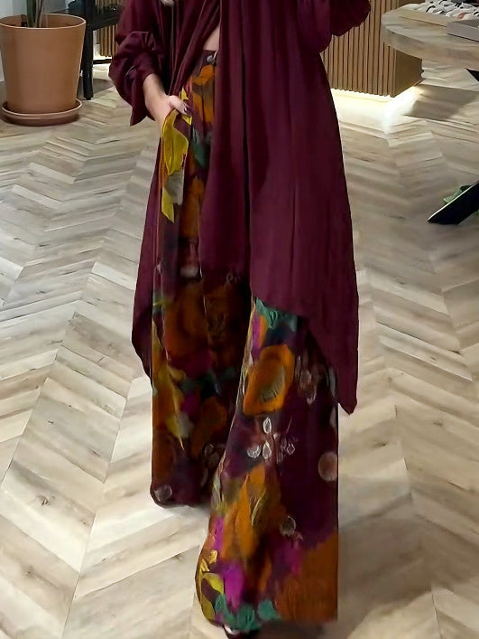 Elegant High-Neck Pleated Asymmetrical Long Blouse