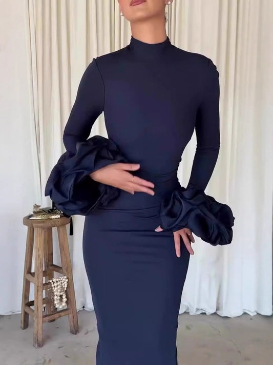 Trendy Flared Sleeve Slit Evening  Dress