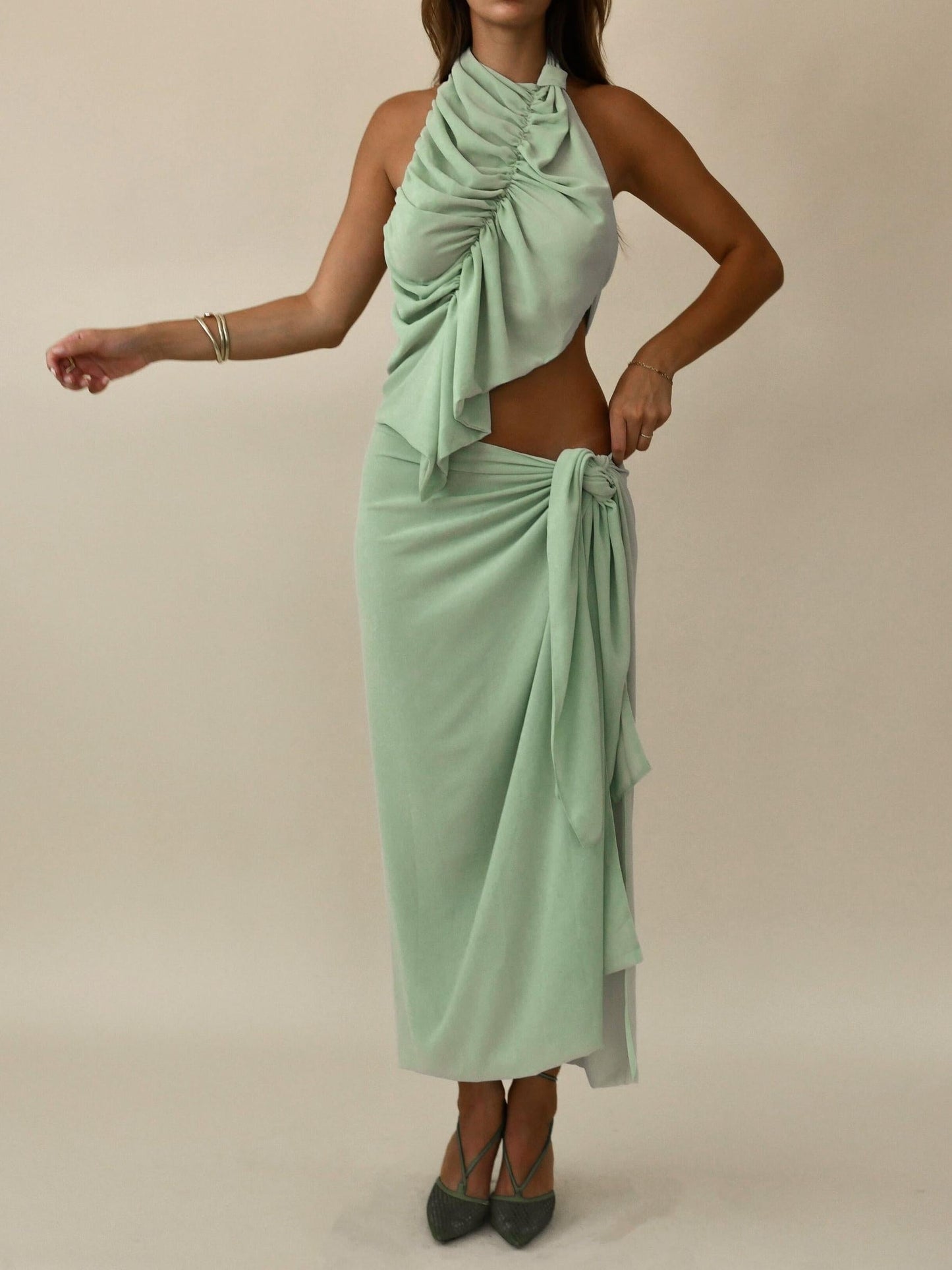 Whispers in Pistachio Maxi Dress