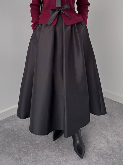 Elegant Cape-Shoulder Shirt And Asymmetrical A-Line Midi Skirt Set