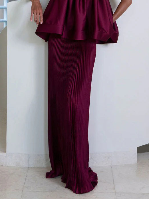 Elegant Sleeveless Pleated Vest Skirt Two-Piece Set