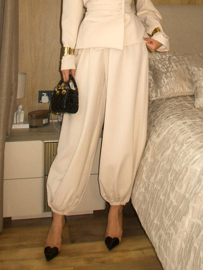 Elegant Asymmetrical Buttoned Blazer Top