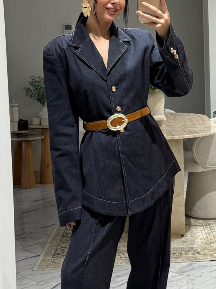 Casual Denim Long-Sleeved Shirt