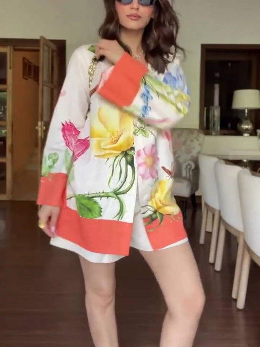 Unique Print Shirt And Shorts Suit