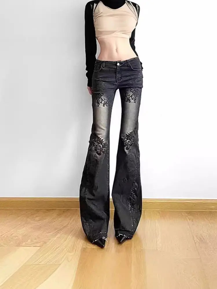 Vintage Floral Low-Rise Jeans