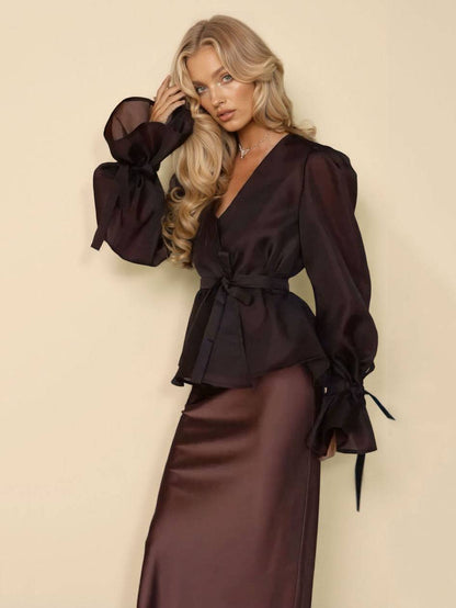Tulle Shirt Sling Dress And Belt Set
