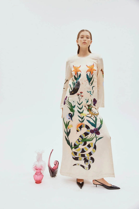 Flirtatious Print Backless Dress