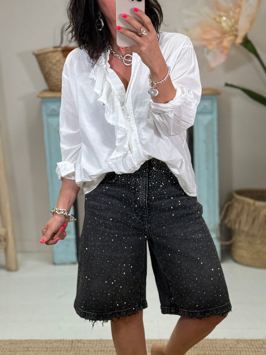 Bermuda Rhinestone Short Jeans
