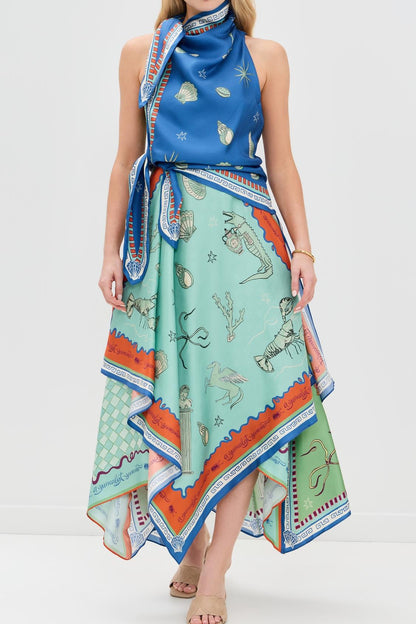 Surrealist Summer Scarf Midi Dress