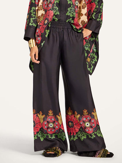 Exquisite Satin Floral Print Kimono Shirt