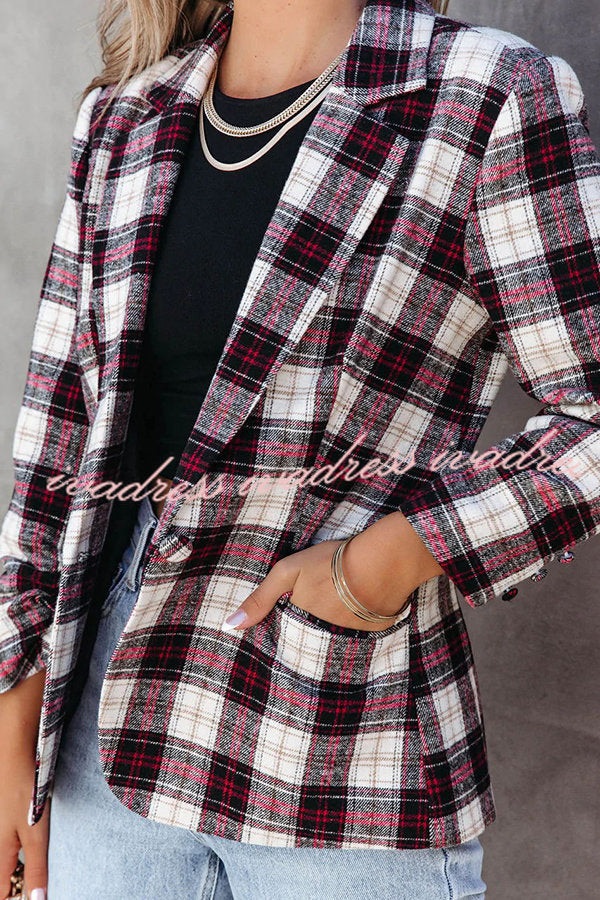 Cabin Cutie Pocketed Plaid Blazer