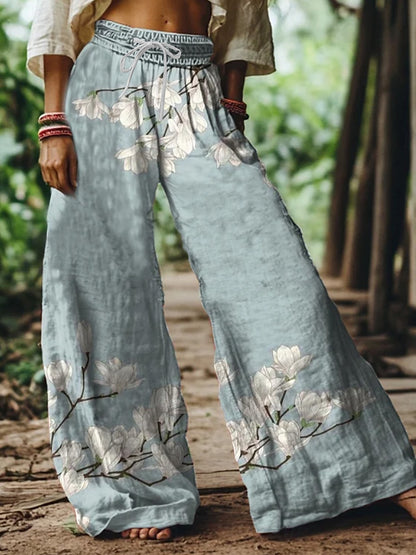 Beach Red Tribal Pocket Boho Ruched Pants