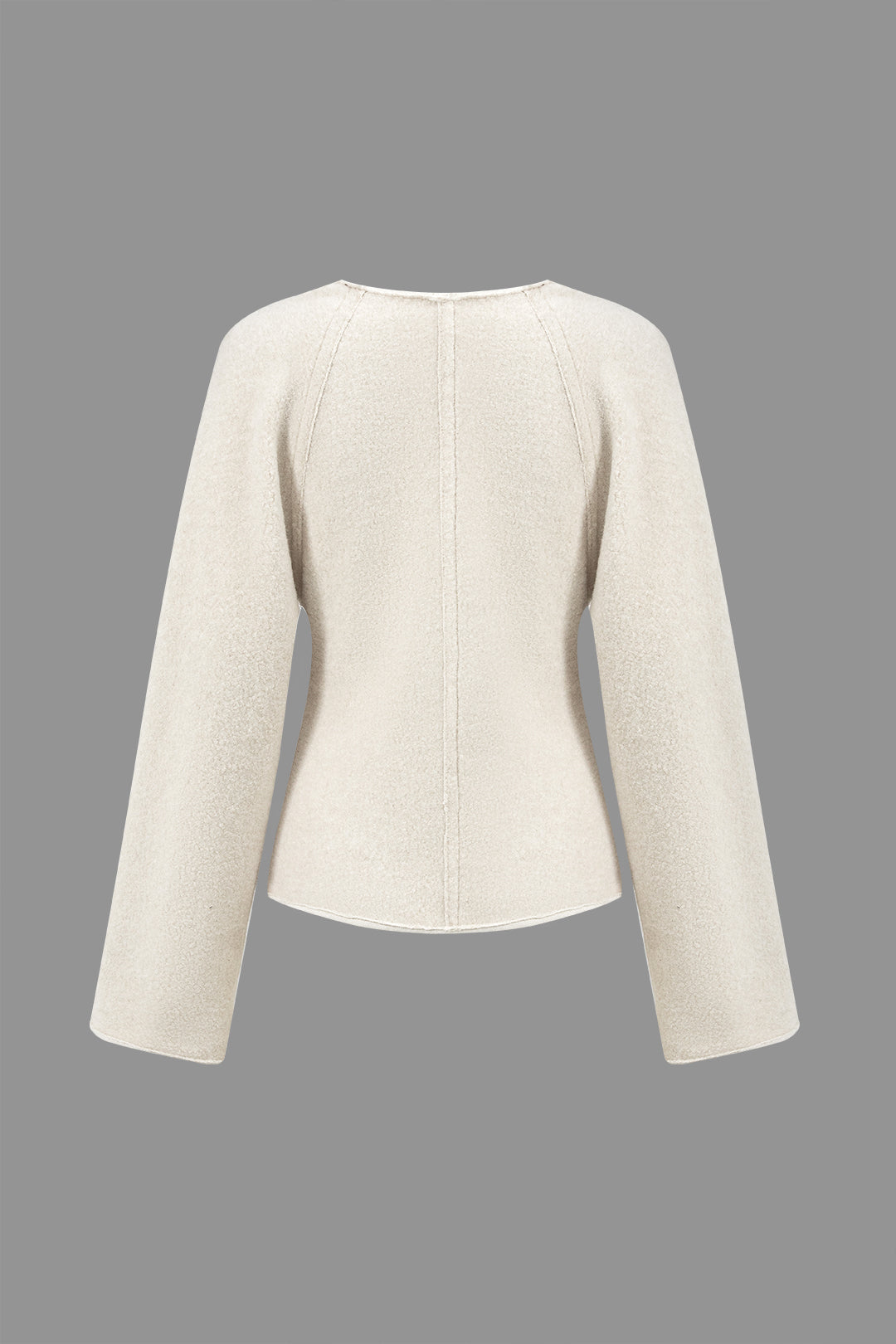 Solid Belted V-neck Jacket