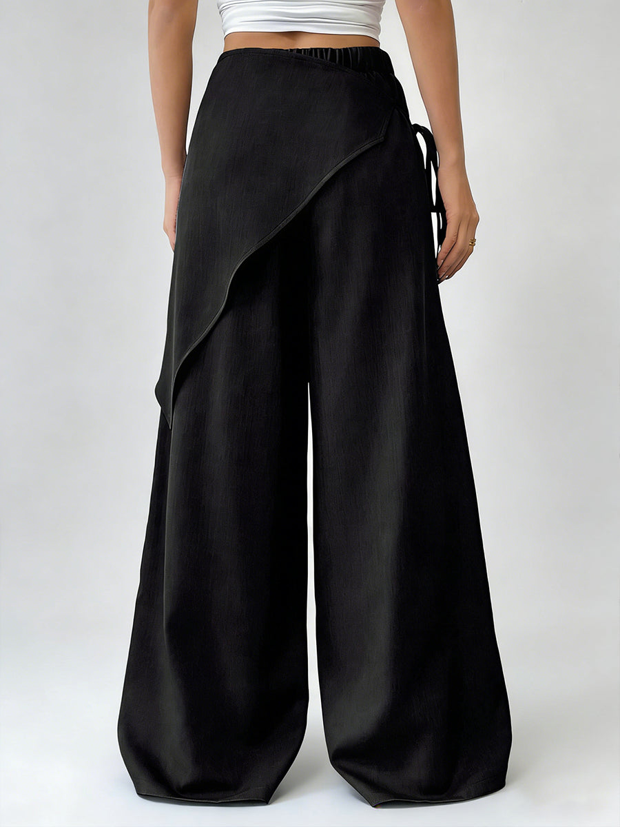 Daily Black Wrap Casual Pants