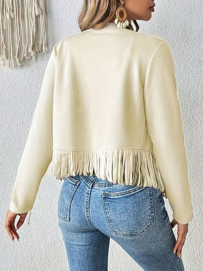 Daily Brown Long Sleeve Strappy Western Studded Chamois Cardigans