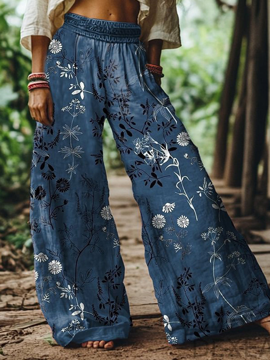 Beach Red Tribal Pocket Boho Ruched Pants