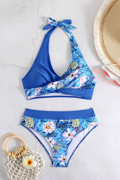 Colorblock Halter Bikini Swimwear