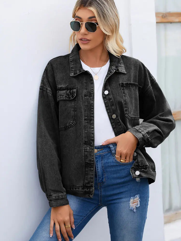 Women__ Vintage Washed Denim Jacket
