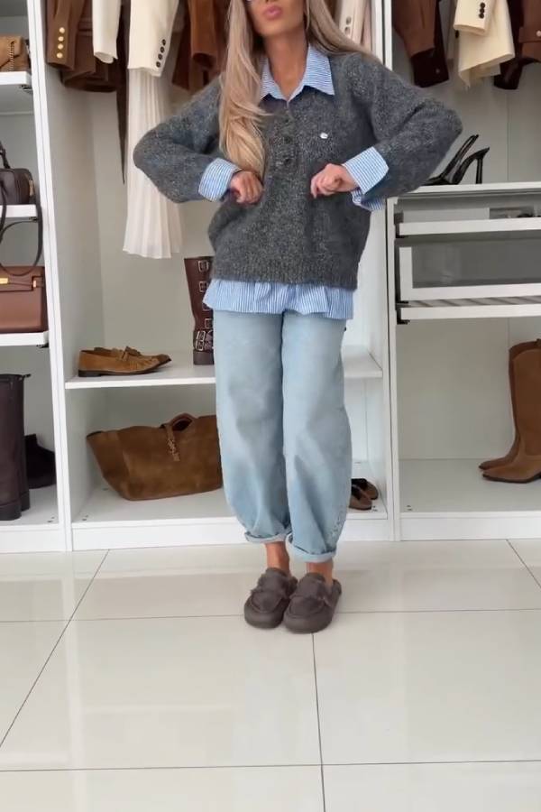 Top de punto de dos piezas con solapa falsa 