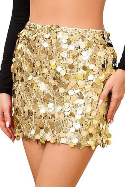 Shiny Sequin Bodycon Mini Skirt