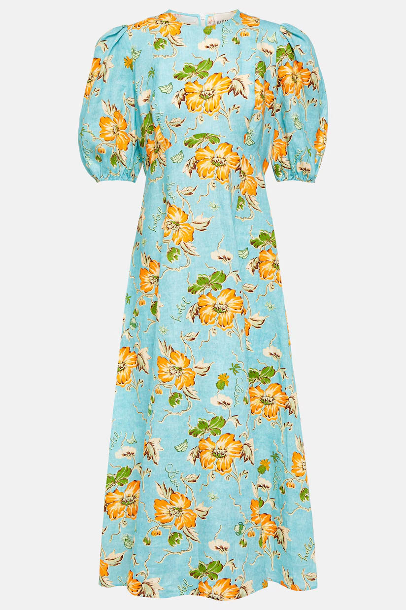 Graffiti Print Puff Sleeve Dress