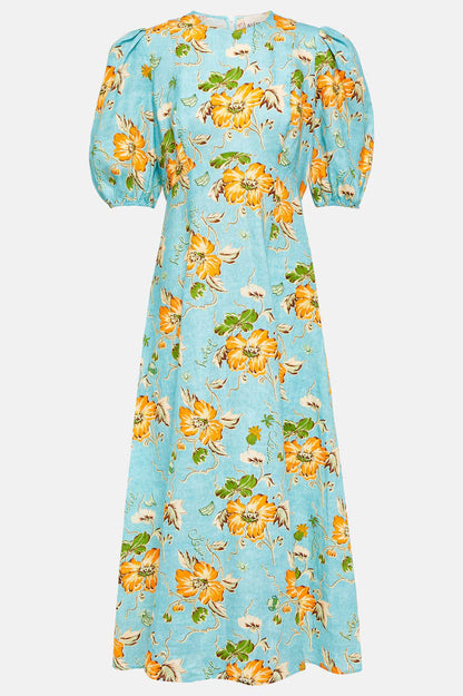 Graffiti Print Puff Sleeve Dress