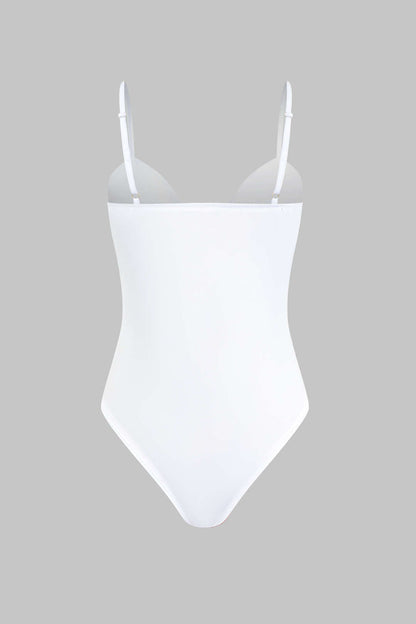 Bustier Slip Bodysuit And Fringe Tie Front Wide Leg Trousers Set