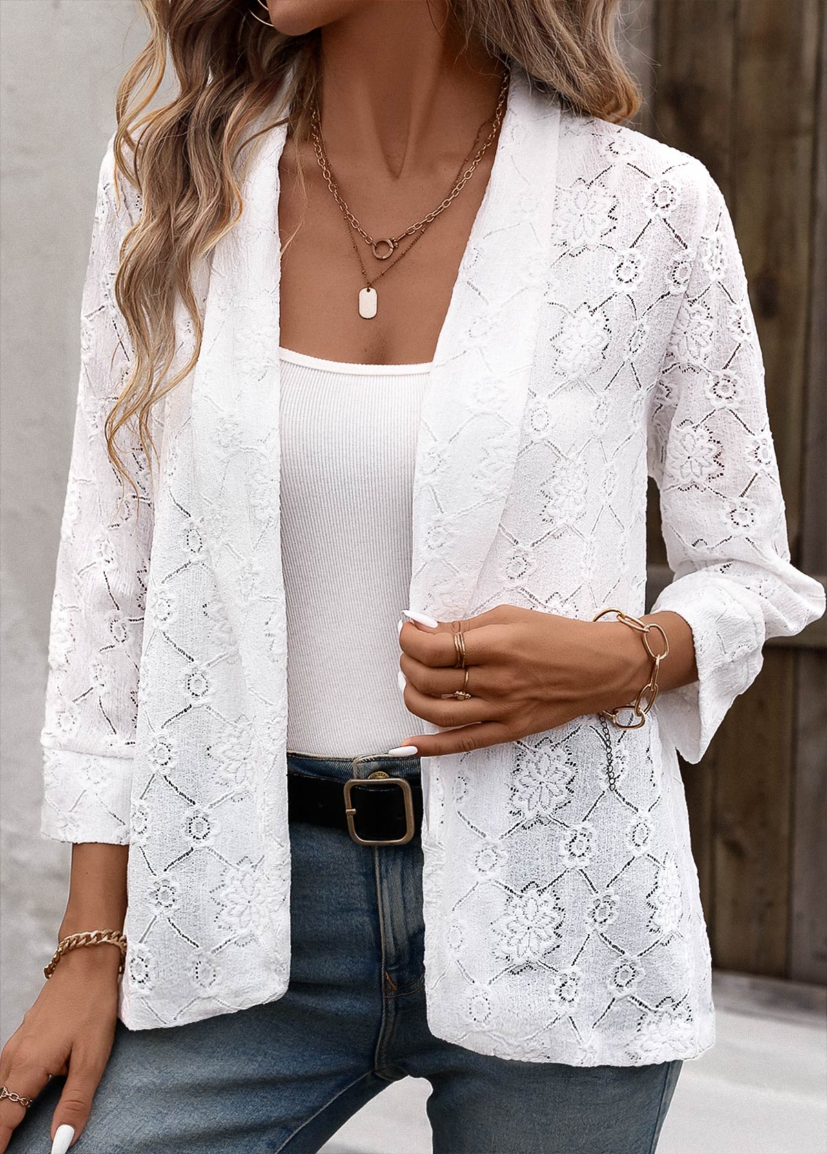Lace Blazer – Floral Eyelet