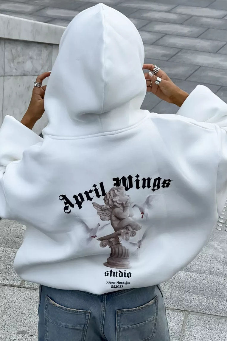 Angel Wings Print Hoodie