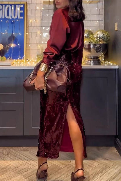 Falda con abertura y lentejuelas 