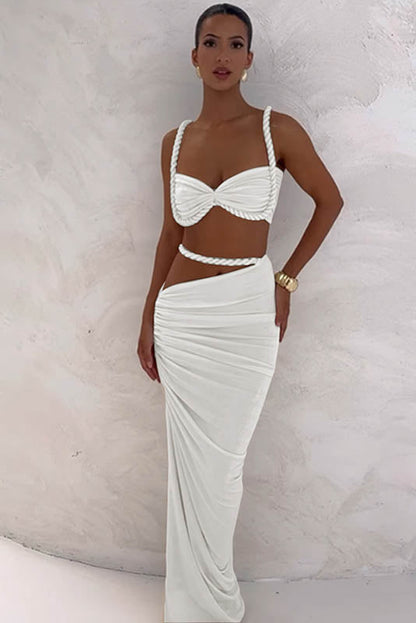 Sea Breeze Halter Bikini & Skirt Set