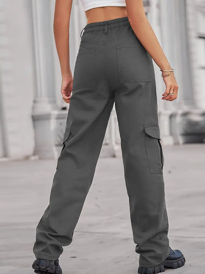 Elastic Waist Utility Denim Pants