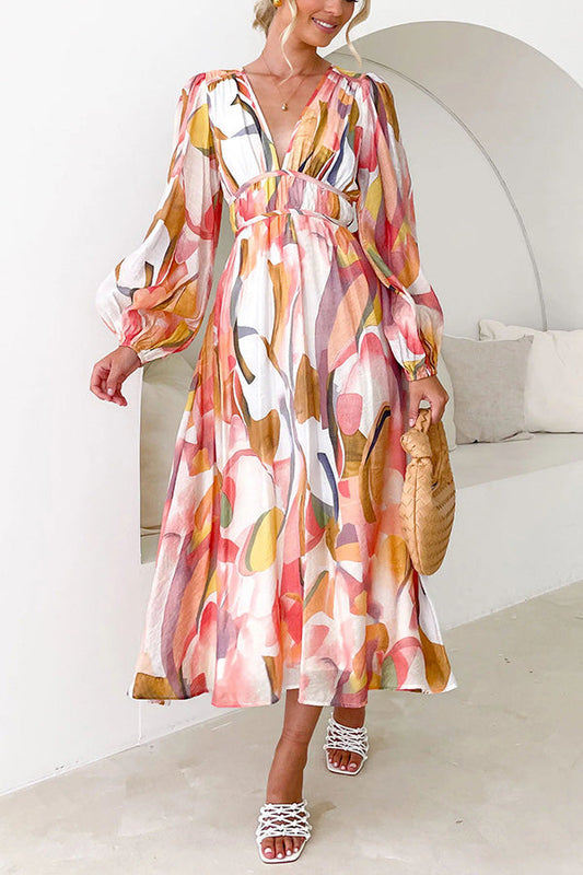 Vestido largo fluido de manga larga con estampado Eclipse Season