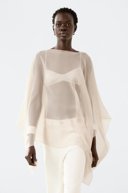 Chiffon Light Fluid Cape Top