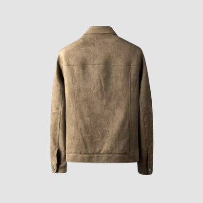 Suede Effect Jacket | Slim Fit with Lapel Collar