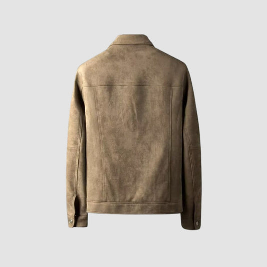 Suede Effect Jacket | Slim Fit with Lapel Collar