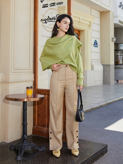 Elegant Side-Slit Straight Leg Trousers