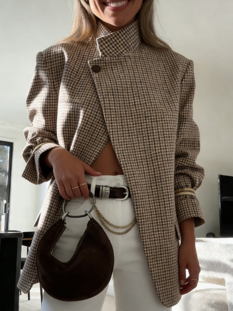 Vintage Plaid Structured Blazer