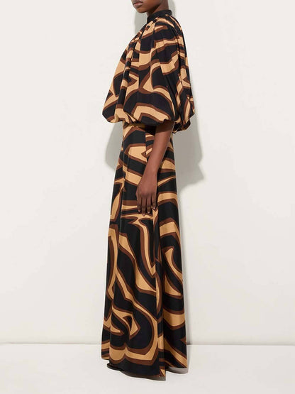 Unique Swirl Print Satin Twill Shirt