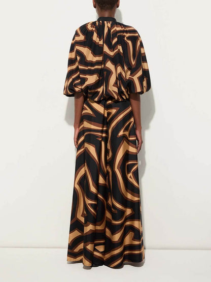 Unique Swirl Print Satin Twill Shirt