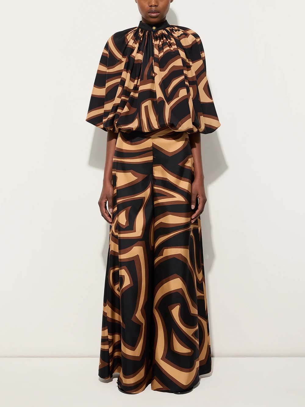 Unique Swirl Print Satin Twill Shirt