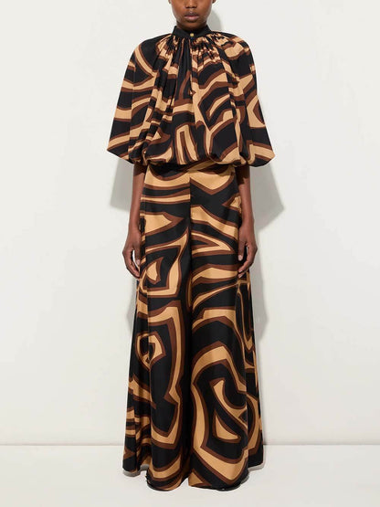 Unique Swirl Print Satin Twill Shirt