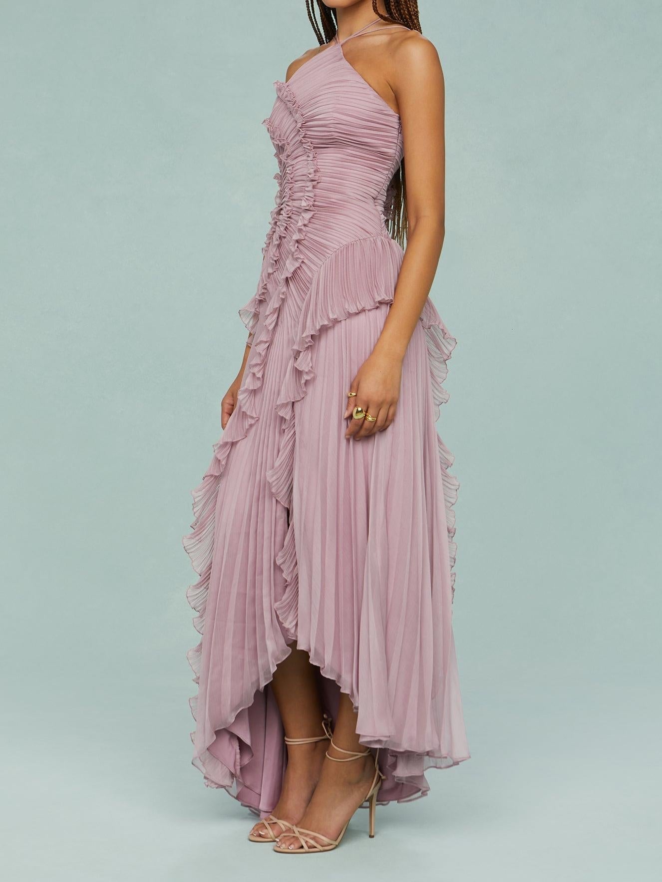 Amber | Rosé Ruffle Elegance Gown