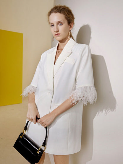Fringed V-Neck Blazer Mini Dress