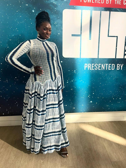 Tie-Dye Slim-Fit Hip-Enhancing Evening Gown